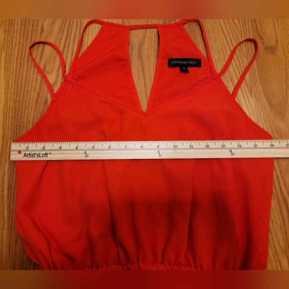 Banana Republic Womens Strappy Cutout Mini Dress V Neck Pockets Sz 4 Posted Red - Picture 4 of 16